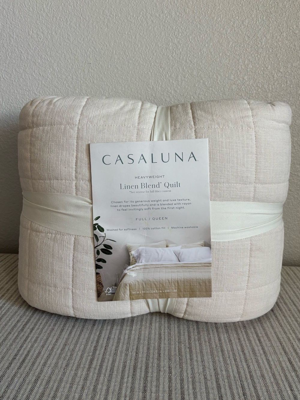 NWT Full/Queen Heavyweight Linen Blend Quilt Natural - Casaluna